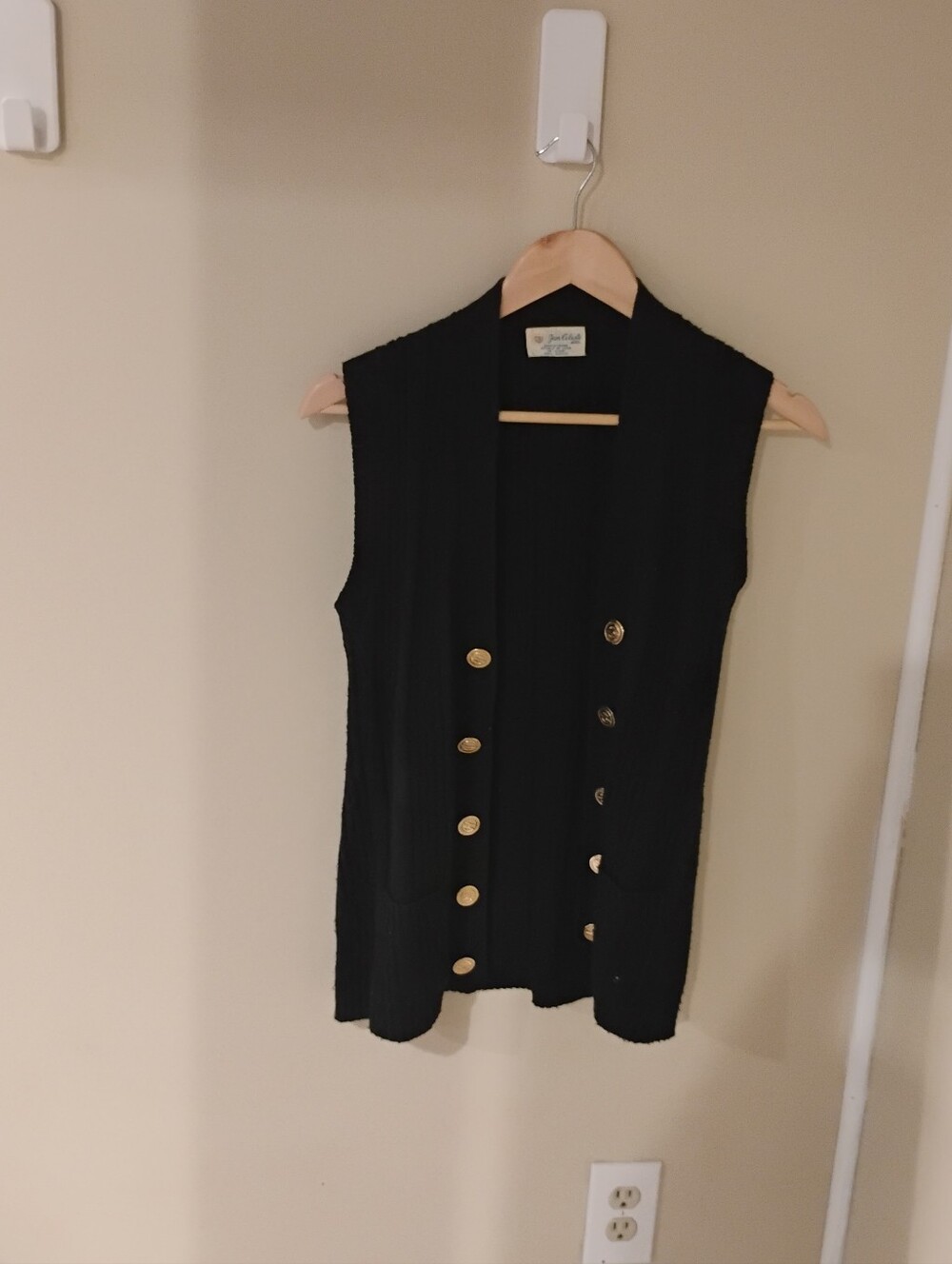 Vintage 1970s Jan Celeste Faux Double Breasted Open Style Vest Knit
